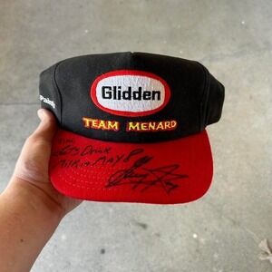 Vintage 90s Glidden Indycar racing strap back hat cap